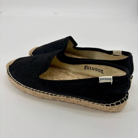 SOLUDOS Black Smoking Espadrille in Calfhair Size 8 - Picture 6 of 13